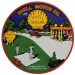 Vintage 1929 Metal Shell Gasoline Motor Oil Golf Themed Advertising Sign