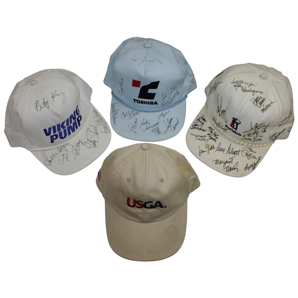 Three Multi-Signed Hats by LPGA Stars with Used USGA Khaki Hat JSA ALOA