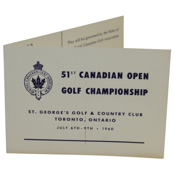 Art Wall, Jr. Signed 1960 Canadian Open Golf Championship Official Scorecard JSA ALOA