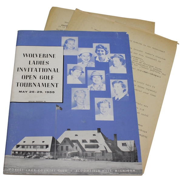 1955 Wolverine Ladies Inv. Open golf Tournament at Oakland Hills Program with Info Sheets