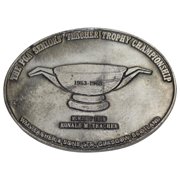 Rod Mundays The PGA Seniors Teacher Trophy Championship Memento from Ronald M. Teacher 1953-1968