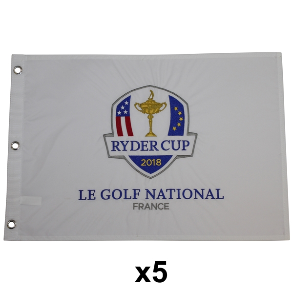 Five 2018 Ryder Cup at Le Golf National France White Embroidered Flags (5)