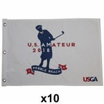 Ten 2018 US Amateur Championships at Pebble Beach White Embroidered Flags (10)