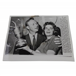 1961 Arnold Palmer with British Open Golf Championship Trophy in NY Wire Photo - 8" x 10"