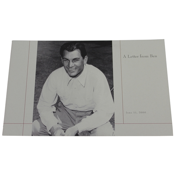 Merion Golf Club 2000 Booklet A Letter From Ben