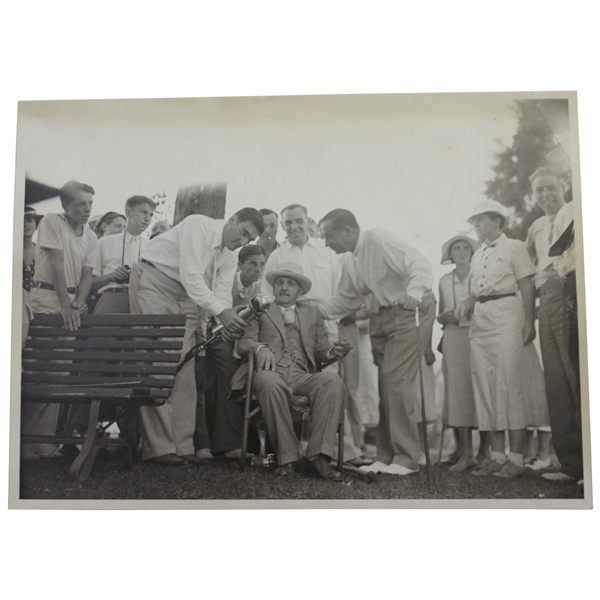 Walter Hagens Personal Photo of Him with His Father in Chair - Shelby Plyer Letter