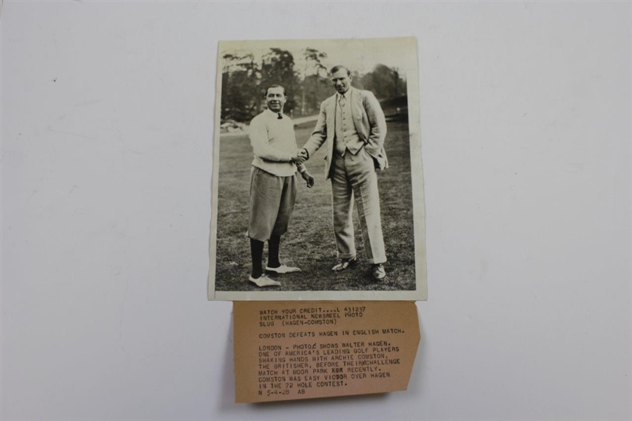 Walter Hagen's Personal 1928 Wire Photo of Him with Archie Compston