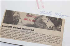 Walter Hagen's Personal 1967 Wire Photo of Him with Arnie, Cary, & others with Article