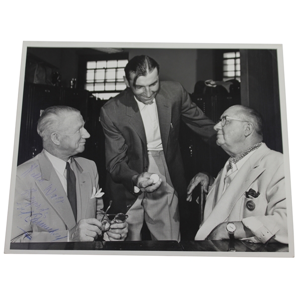 Walter Hagen's Personal Photo with Actors Carmichael & Fairbanks - One Showing Golf Ball