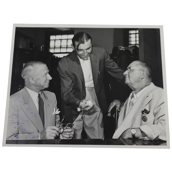 Walter Hagens Personal Photo with Actors Carmichael & Fairbanks - One Showing Golf Ball
