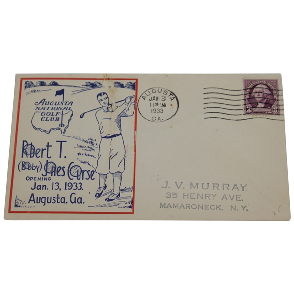 1933 Augusta National GC "Bobby Jones Golf Course" Opening Day Cover
