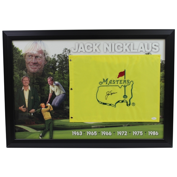 Jack Nicklaus Signed Masters Undated Embroidered Flag with Years Won Display JSA FULL #Z91525