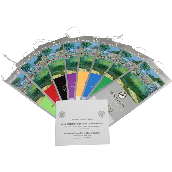 2002 US Open at Bethpage Black Full Ticket Set with Official Scorecard - Tiger Win!
