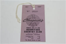 1949 PGA Championship at Hermitage CC Ticket #29533 with Draw Sheet