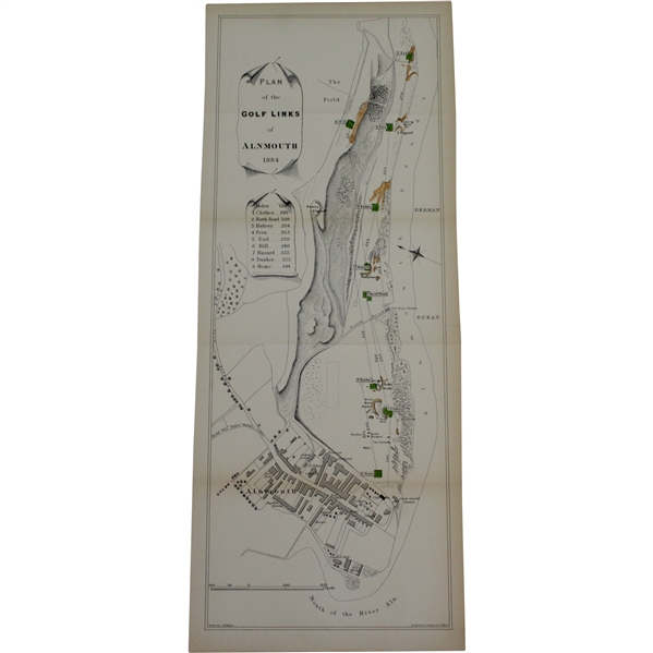 Circa Late 1880s Plan of the Golf Links at Alnmouth - 7" x 18" - Previously Folded