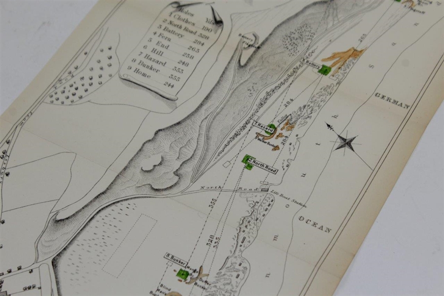 Circa Late 1880's Plan of the Golf Links at Alnmouth - 7 x 18 - Previously Folded