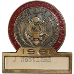 Jack Westlands 1961 US Amateur at Pebble Beach Contestant Badge - Jack Nicklaus Winner