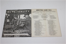 1935 Norfolk & Western Railway Time Tables Booklet - August 26th