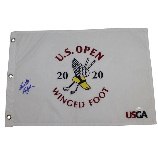 Scottie Scheffler Signed 2020 US Open at Winged Foot Embroidered White Flag JSA #JJ66333