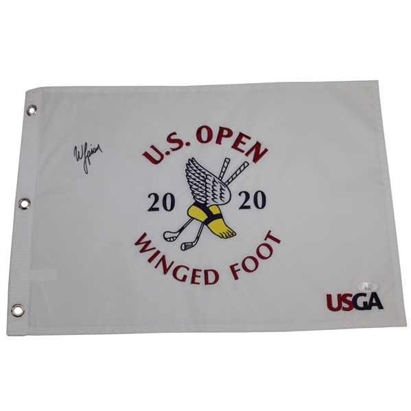 Webb Simpson Signed 2020 US Open at Winged Foot Embroidered White Flag JSA #JJ66335