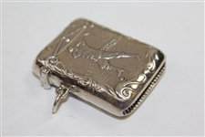 Circa 1900 Sterling Silver Match Safe with Raised Relief Image of Golfer on Both Sides