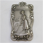 Circa 1890s Sterling Silver Match Safe with Raised Relief Image of Lady Golfer