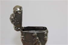 Circa 1890's Sterling Silver Match Safe with Raised Relief Image of Lady Golfer