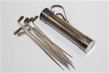 Circa 1930's Sterling Silver Golf Bag with Eight Hors D'oeuvres 'Golf Club' Picks