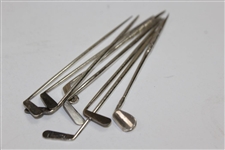 Circa 1930's Sterling Silver Golf Bag with Eight Hors D'oeuvres 'Golf Club' Picks