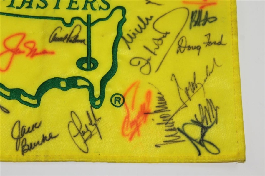 Masters Champs Signed Undated Flag with Jack & Arnie Center - Signed by 39! JSA ALOA