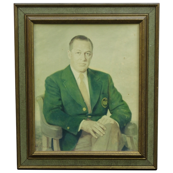Bobby Jones Signed Personal Print on Board Portrait Gifted to Personal Assistant Jean Marshall JSA ALOA