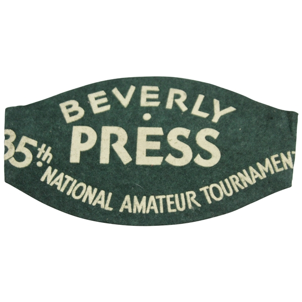 1931 US Amateur Championship at Beverly CC PRESS Arm Band - Francis Ouimet Winner