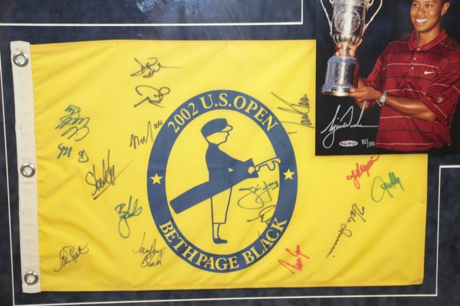 Tiger Woods Signed Ltd Ed 8x10 Photo 83/100 with Field Signed US Open Flag - Framed UDA #BAJ25014