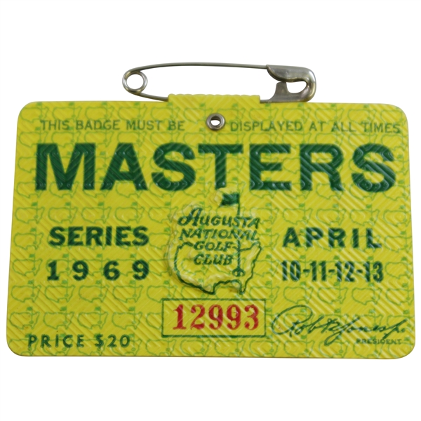 1969 Masters Tournament SERIES Badge #12993 - George Archer Winner
