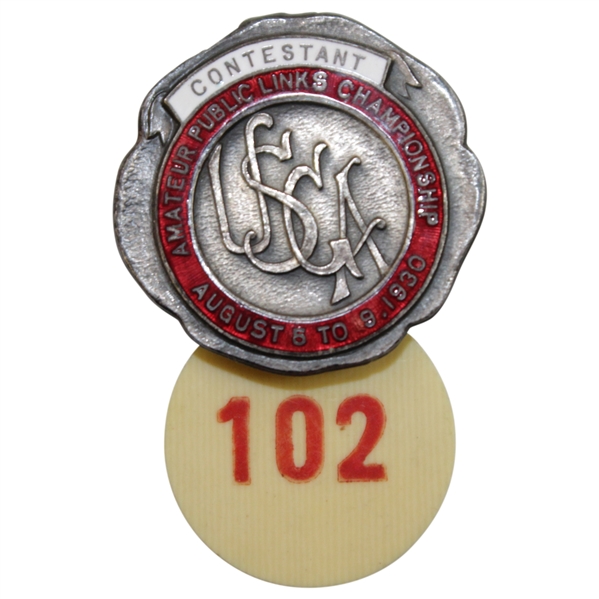 1930 US Amateur Public Links Championship Contestant Badge #102
