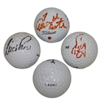 Fuzzy, Kite, & Price Signed Personal Used Golf Balls with Aoki Used Golf Ball JSA ALOA