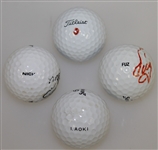 Fuzzy, Kite, & Price Signed Personal Used Golf Balls with Aoki Used Golf Ball JSA ALOA