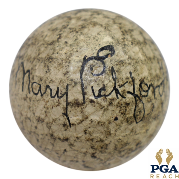Mary Pickford 1920s Film Star & Riviera Signed Vintage Mesh Pattern Golf Ball JSA ALOA