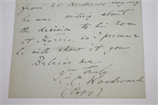 1893 Handwritten Letter to Corbett from Woodward Regarding Ruling at Cannes Golf Club - May 25th