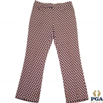 Paul Hahns Personal Worn Di Fini Double Knit Polyester Mens Red Multi-Geometric Pattern Golf Pants