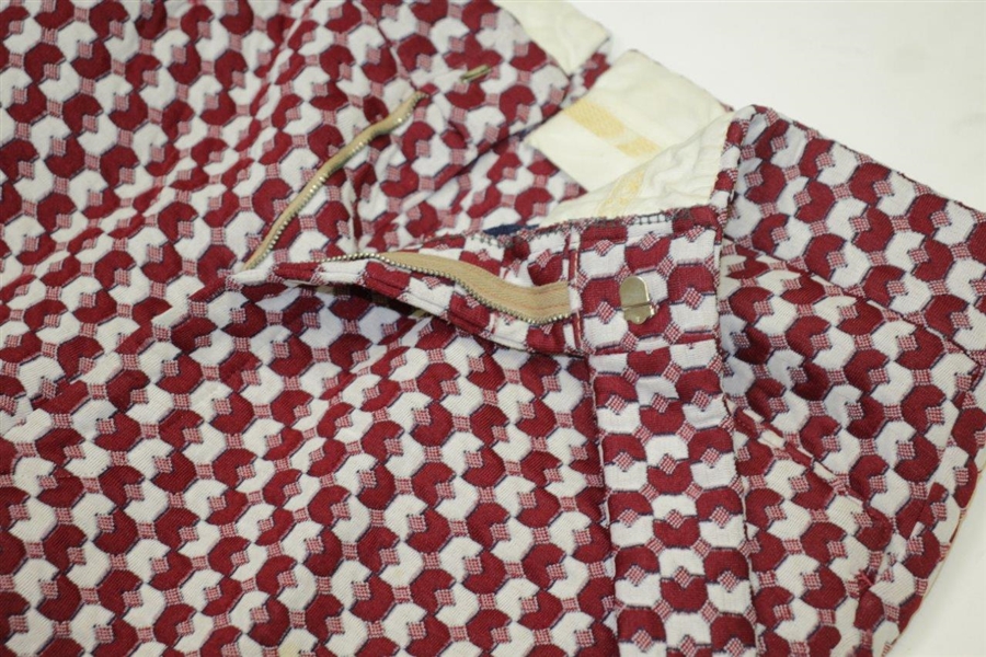 Paul Hahn's Personal Worn Di Fini Double Knit Polyester Men's Red Multi-Geometric Pattern Golf Pants