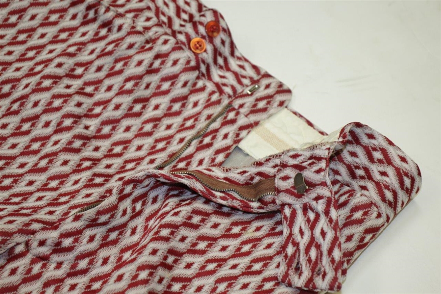 Paul Hahn's Personal Worn Di Fini Double Knit Polyester Men's Red Geometric Diamond Pattern Golf Pants