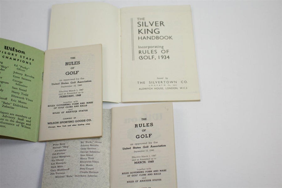 Two Latest Simplified Wilson Sporting Good Co. Rules Books with 1934 SilverKing Rules Handbook