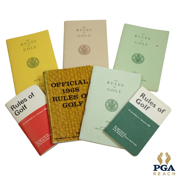 Four 1968 Rules of Golf Plus 1970-1972 USGA Rules of Golf Booklets - Seven (7)