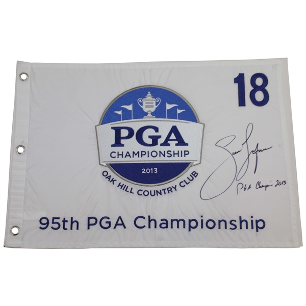 Jason Dufner Signed 2013 PGA Championship at Oak Hill Embroidered Flag JSA ALOA