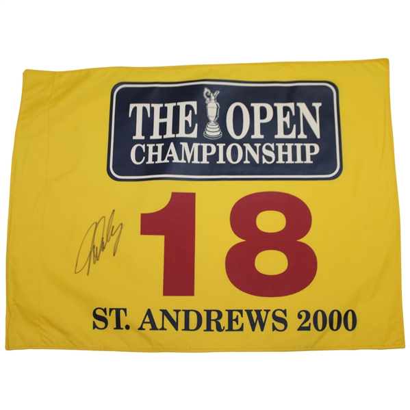 John Daly Signed 2000 The OPEN Championship at St. Andrews Screen Flag JSA ALOA