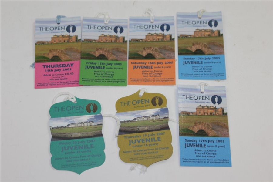 2005 The OPEN Championship Ticket Set Plus Two Juvenile Tickets - Tiger Woods