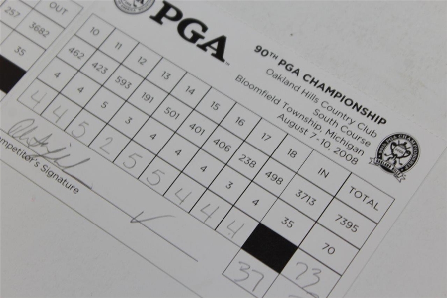 Phil Mickelson & Rich Beem Signed Official 2008 PGA Championship at Oakland Hills Scorecard JSA ALOA