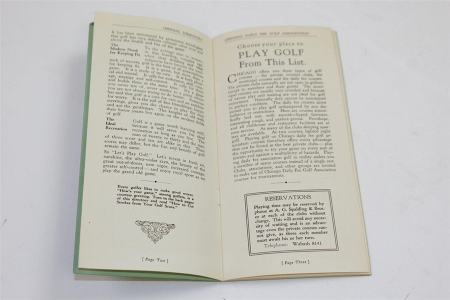 1933 'Let's Play Golf' Chicago Daily Fee Golf Association Official Directory
