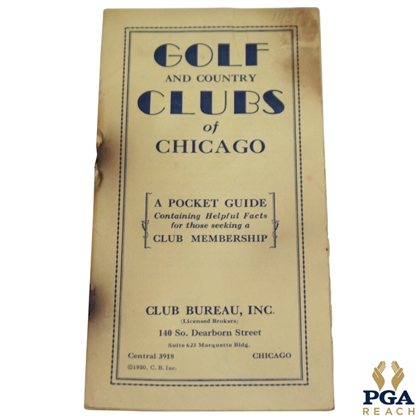 1930 'Golf and Country Clubs of Chicago' Pocket Guide Booklet